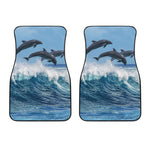 Dolphins Jumping Over Waves Print Front Car Floor Mats