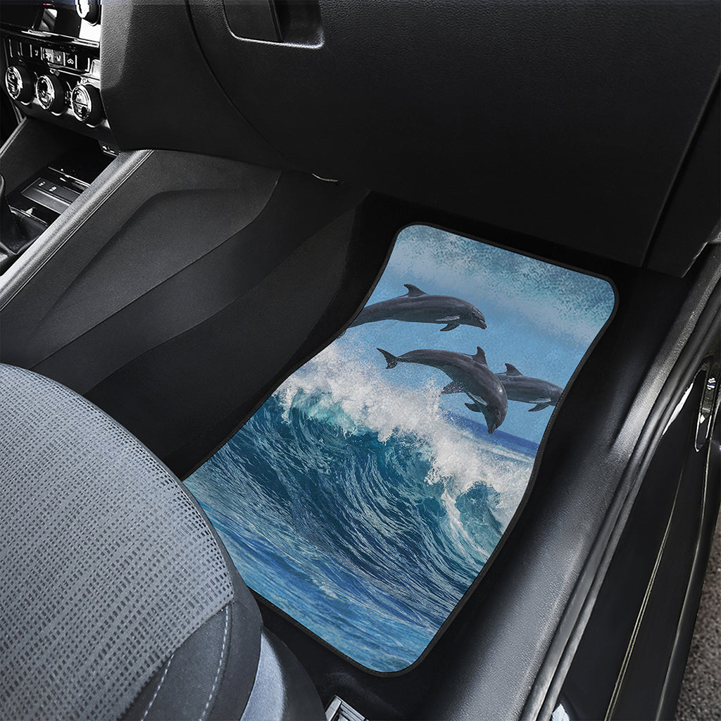 Dolphins Jumping Over Waves Print Front Car Floor Mats