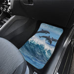 Dolphins Jumping Over Waves Print Front Car Floor Mats