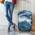 Dolphins Jumping Over Waves Print Luggage Cover