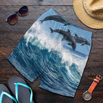 Dolphins Jumping Over Waves Print Men's Shorts