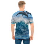 Dolphins Jumping Over Waves Print Men's T-Shirt