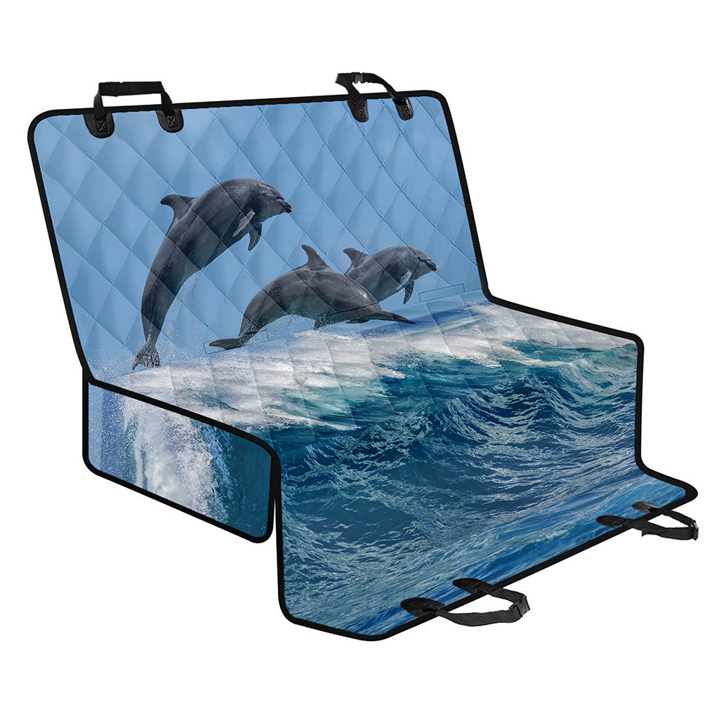 Dolphins Jumping Over Waves Print Pet Car Back Seat Cover