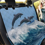 Dolphins Jumping Over Waves Print Pet Car Back Seat Cover