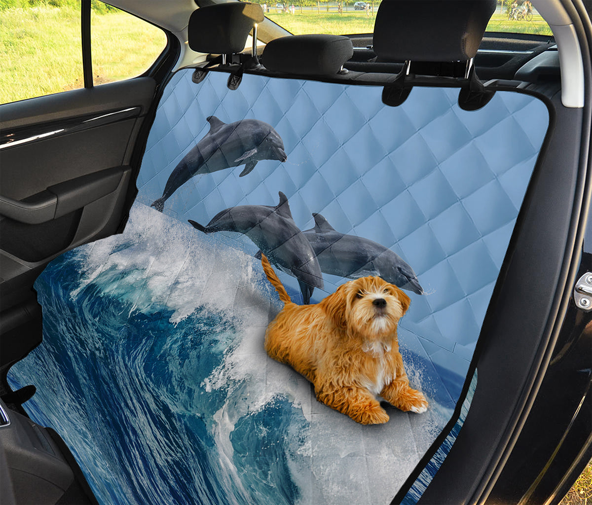Dolphins Jumping Over Waves Print Pet Car Back Seat Cover