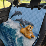 Dolphins Jumping Over Waves Print Pet Car Back Seat Cover