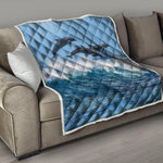Dolphins Jumping Over Waves Print Quilt