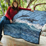 Dolphins Jumping Over Waves Print Quilt