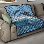 Dolphins Jumping Over Waves Print Quilt