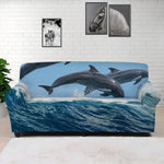 Dolphins Jumping Over Waves Print Sofa Cover