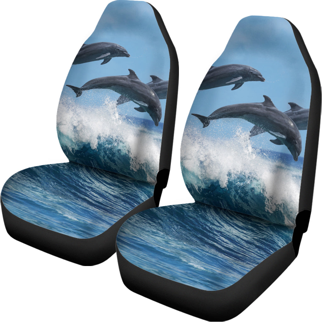 Dolphins Jumping Over Waves Print Universal Fit Car Seat Covers