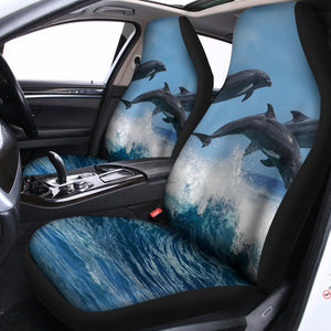 Dolphins Jumping Over Waves Print Universal Fit Car Seat Covers