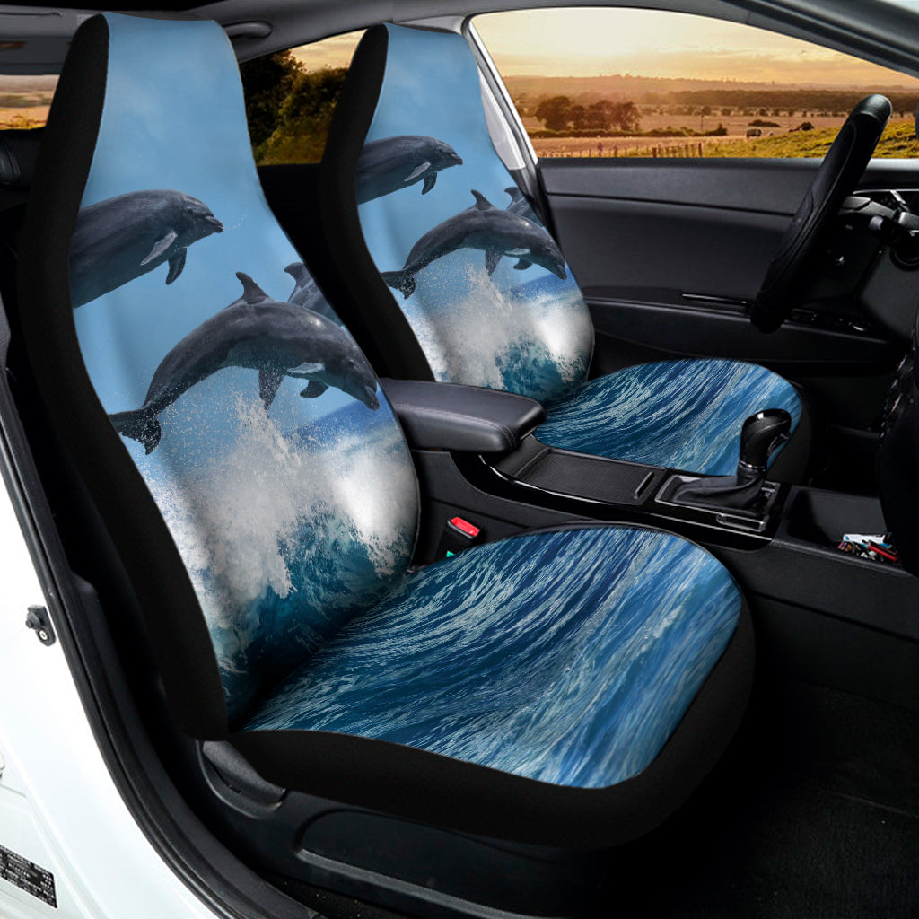 Dolphins Jumping Over Waves Print Universal Fit Car Seat Covers