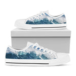 Dolphins Jumping Over Waves Print White Low Top Shoes