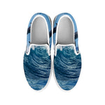 Dolphins Jumping Over Waves Print White Slip On Shoes