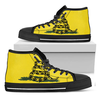 Don't Tread On Me Gadsden Flag Print Black High Top Shoes