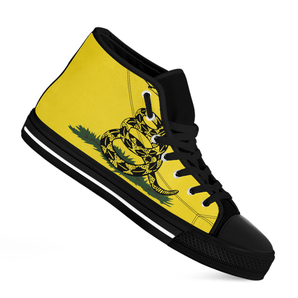Don't Tread On Me Gadsden Flag Print Black High Top Shoes