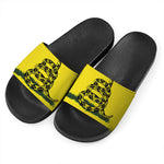 Don't Tread On Me Gadsden Flag Print Black Slide Sandals
