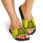 Don't Tread On Me Gadsden Flag Print Black Slide Sandals