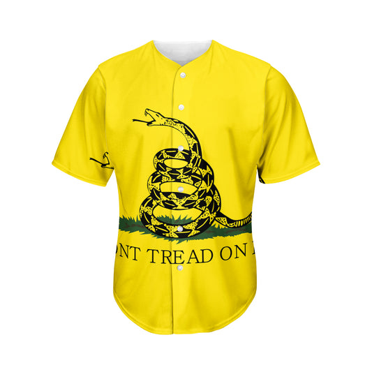 Don't Tread On Me Gadsden Flag Print Men's Baseball Jersey