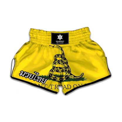 Don't Tread On Me Gadsden Flag Print Muay Thai Boxing Shorts