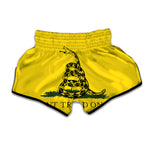 Don't Tread On Me Gadsden Flag Print Muay Thai Boxing Shorts