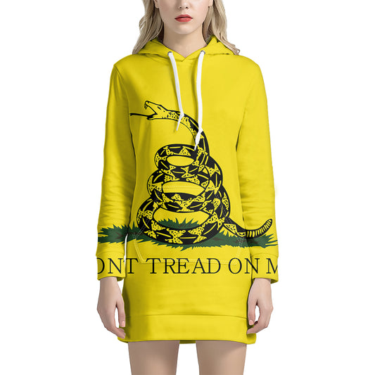Don't Tread On Me Gadsden Flag Print Pullover Hoodie Dress