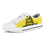 Don't Tread On Me Gadsden Flag Print White Low Top Shoes