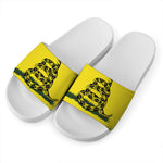 Don't Tread On Me Gadsden Flag Print White Slide Sandals