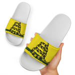 Don't Tread On Me Gadsden Flag Print White Slide Sandals