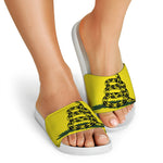 Don't Tread On Me Gadsden Flag Print White Slide Sandals