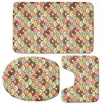 Donuts Pattern Print 3 Piece Bath Mat Set