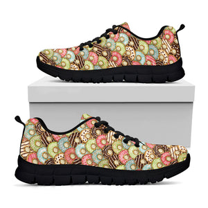 Donuts Pattern Print Black Sneakers