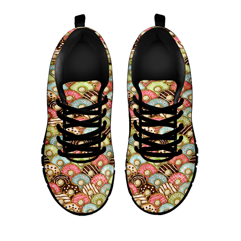 Donuts Pattern Print Black Sneakers