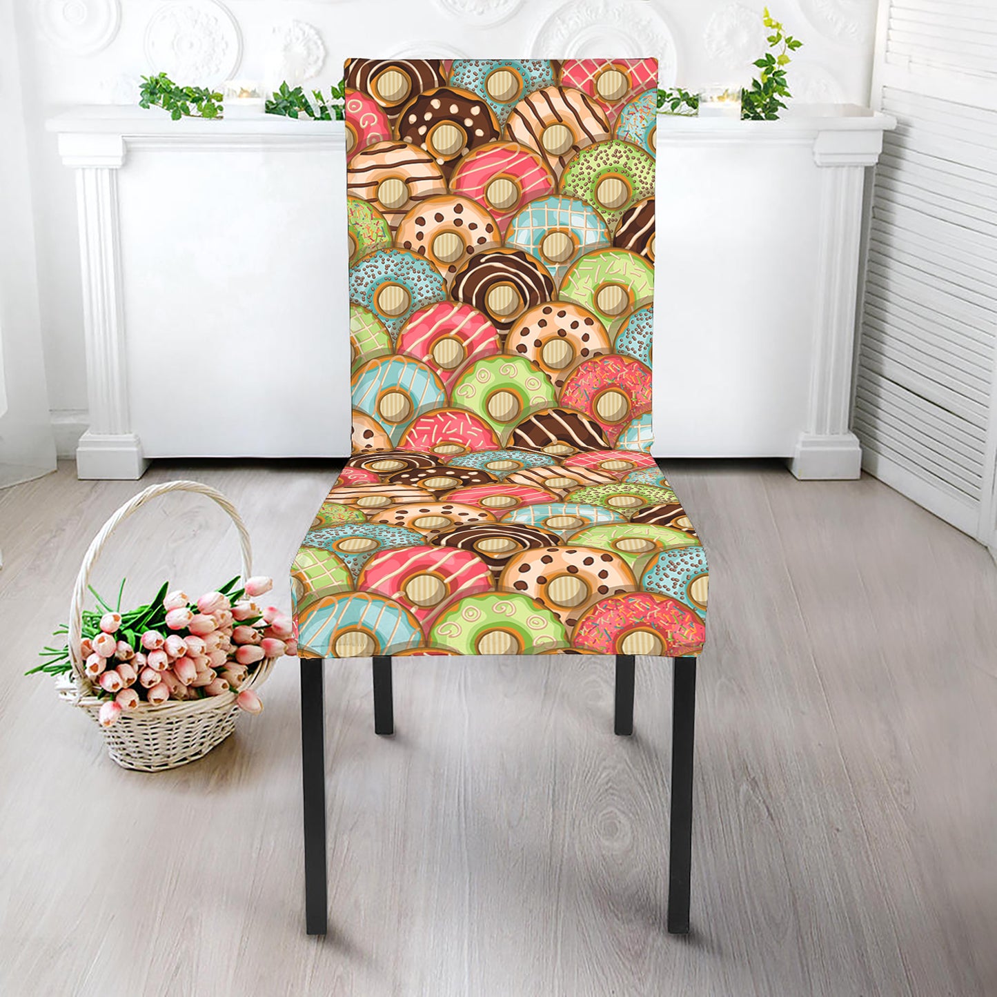 Donuts Pattern Print Dining Chair Slipcover