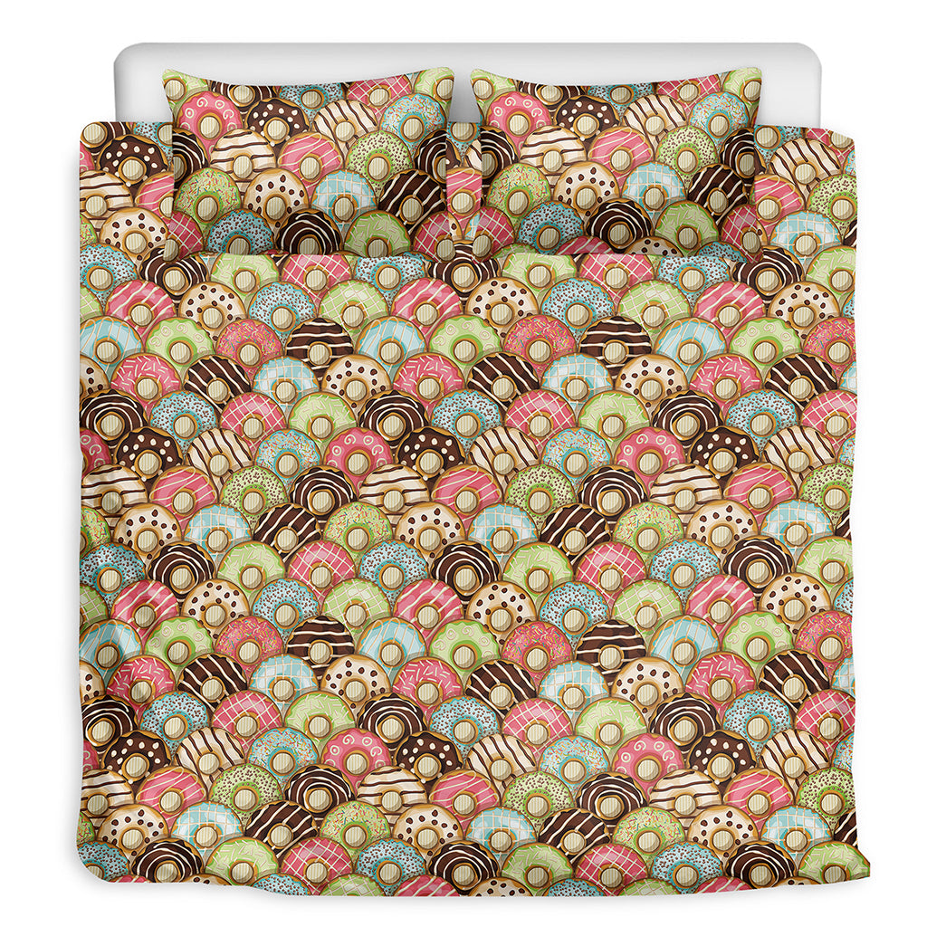 Donuts Pattern Print Duvet Cover Bedding Set