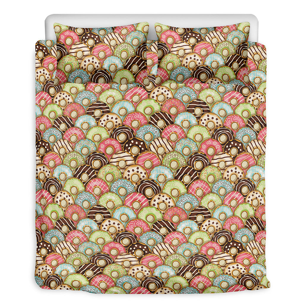 Donuts Pattern Print Duvet Cover Bedding Set