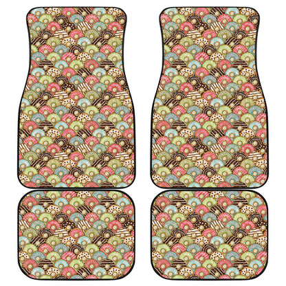 Donuts Pattern Print Front and Back Car Floor Mats