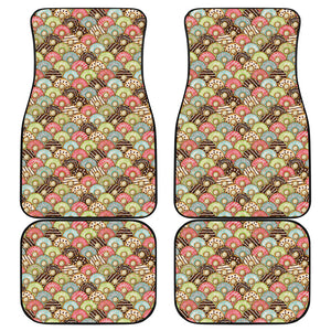 Donuts Pattern Print Front and Back Car Floor Mats