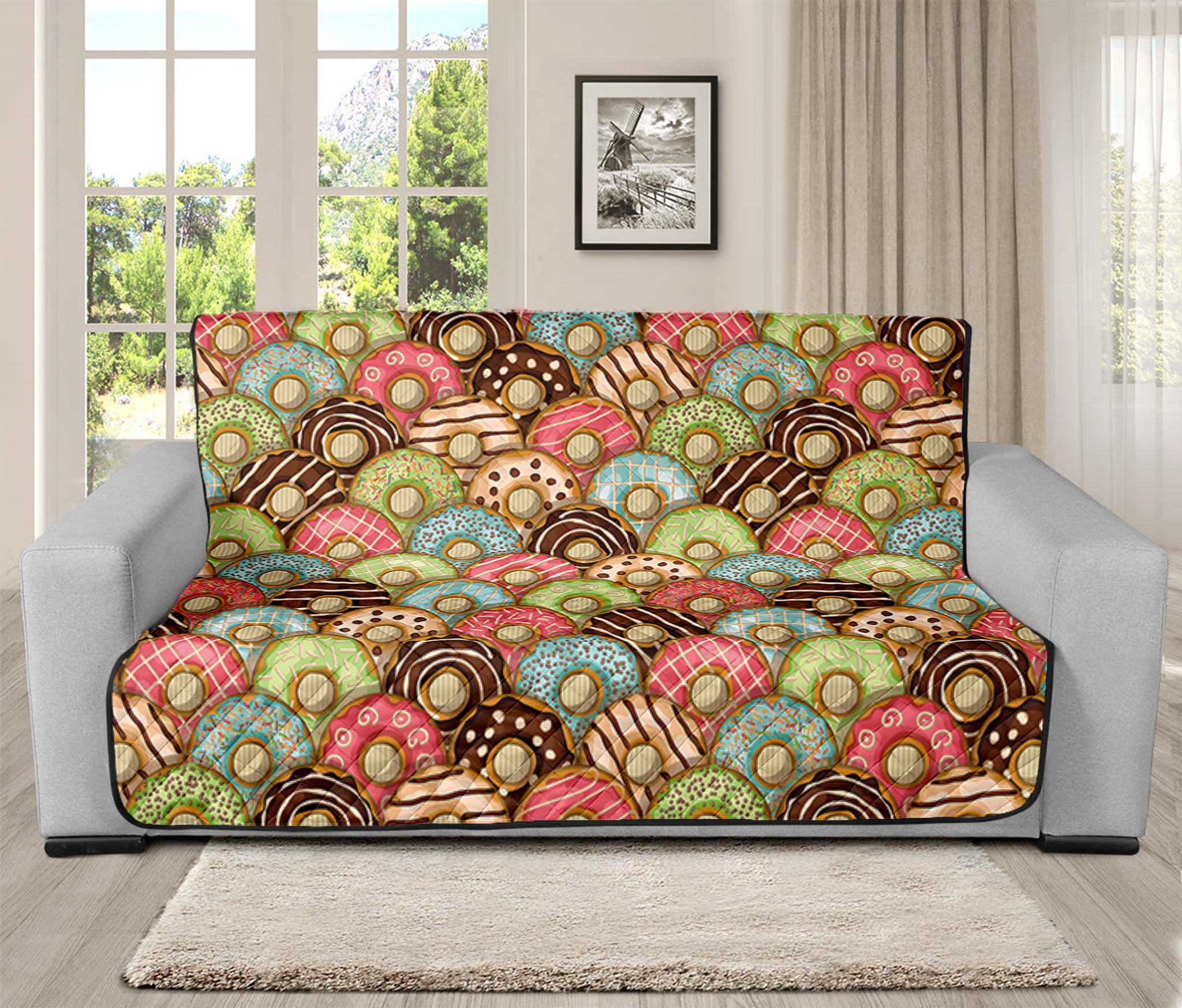 Donuts Pattern Print Futon Protector