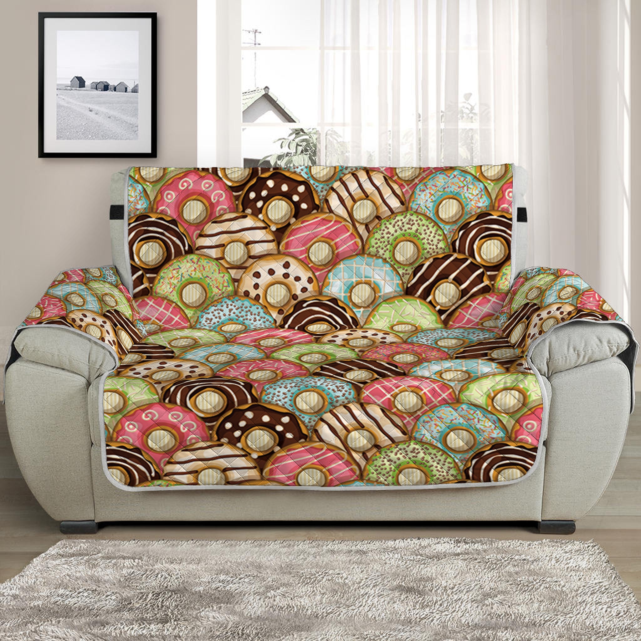 Donuts Pattern Print Half Sofa Protector