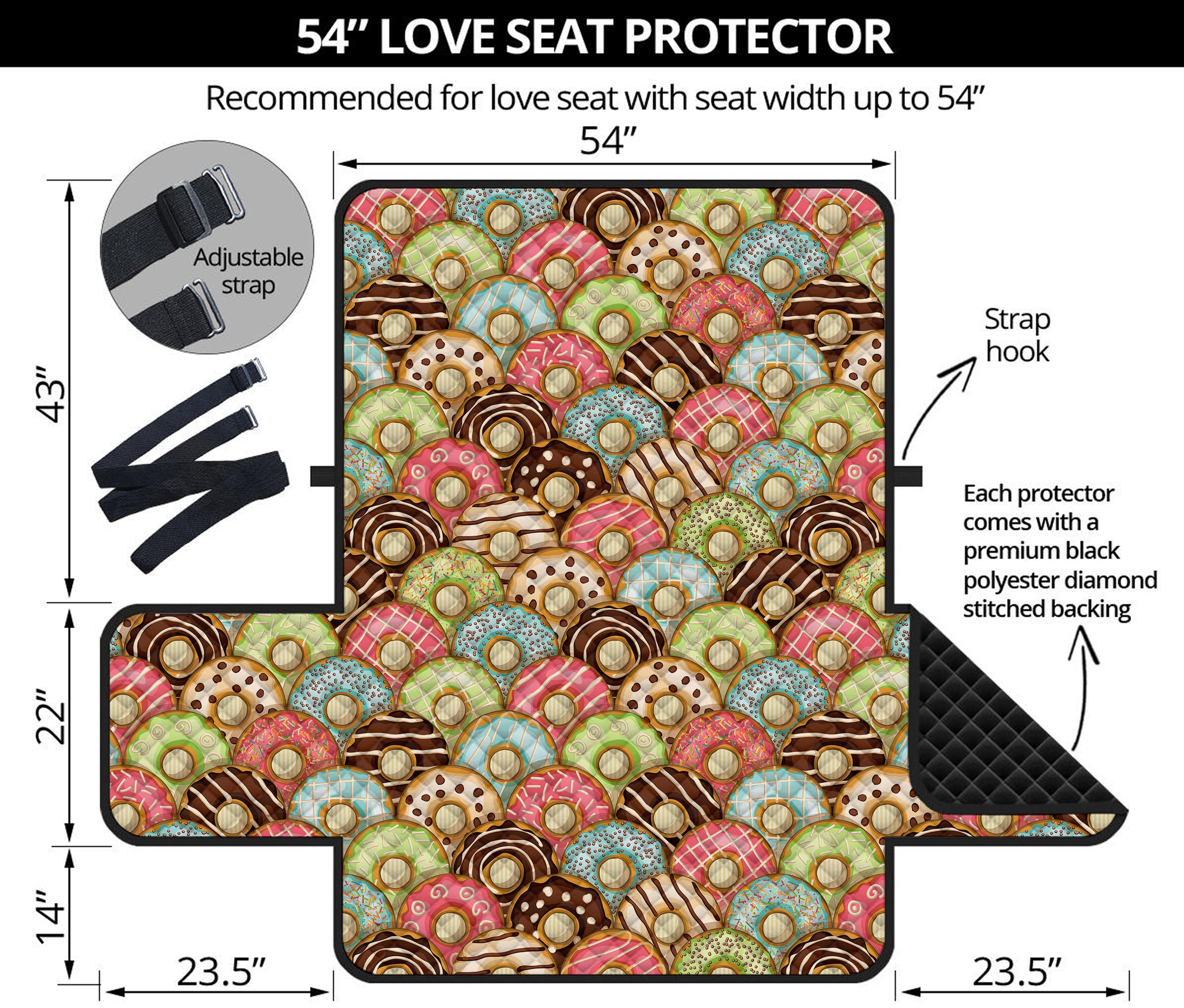 Donuts Pattern Print Loveseat Protector