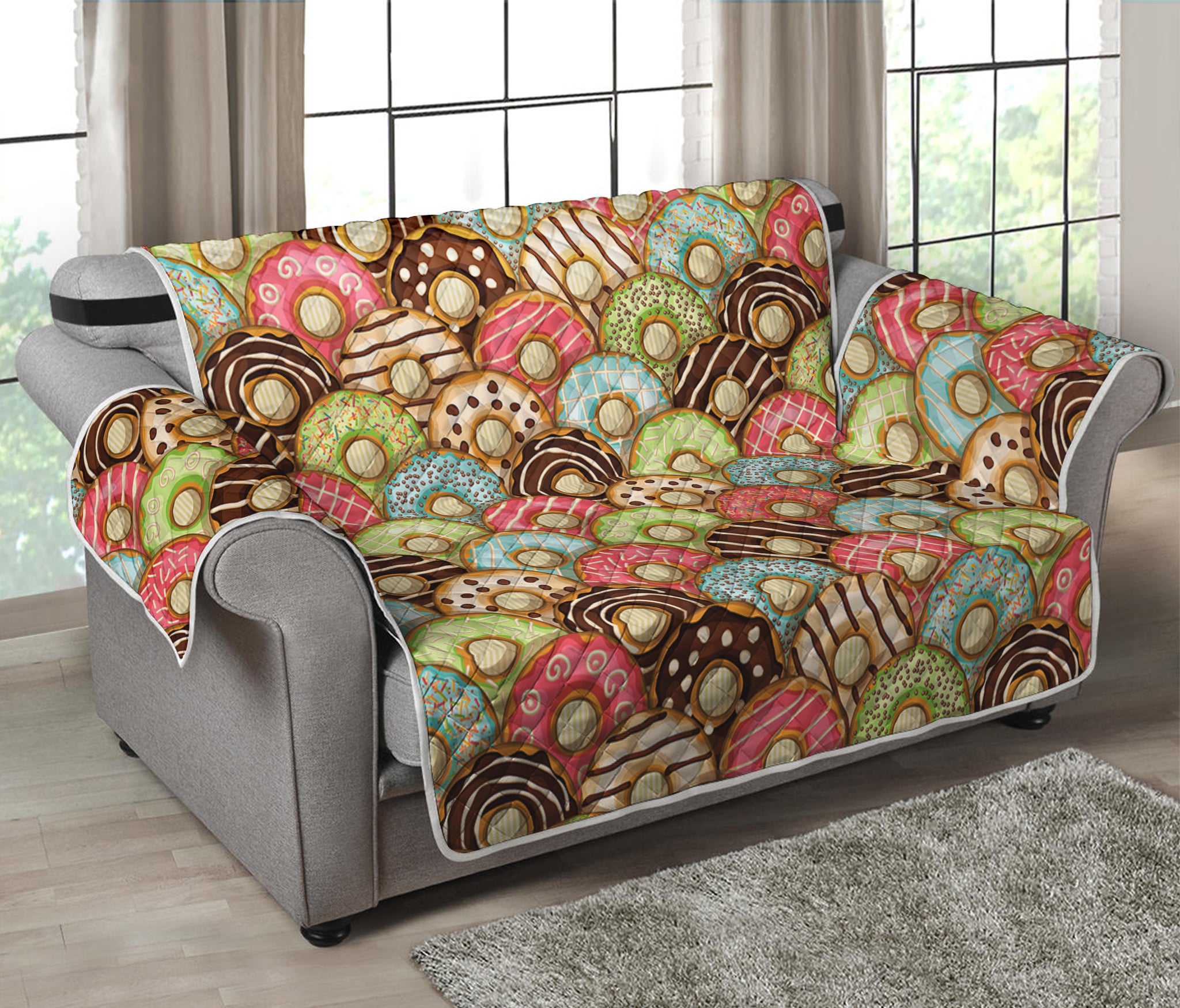 Donuts Pattern Print Loveseat Protector