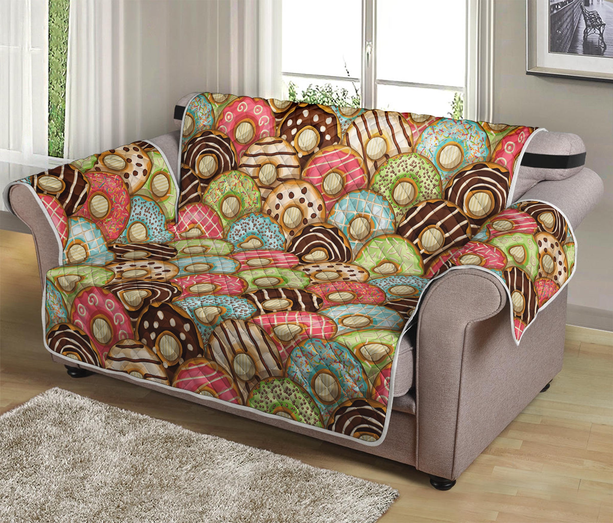 Donuts Pattern Print Loveseat Protector