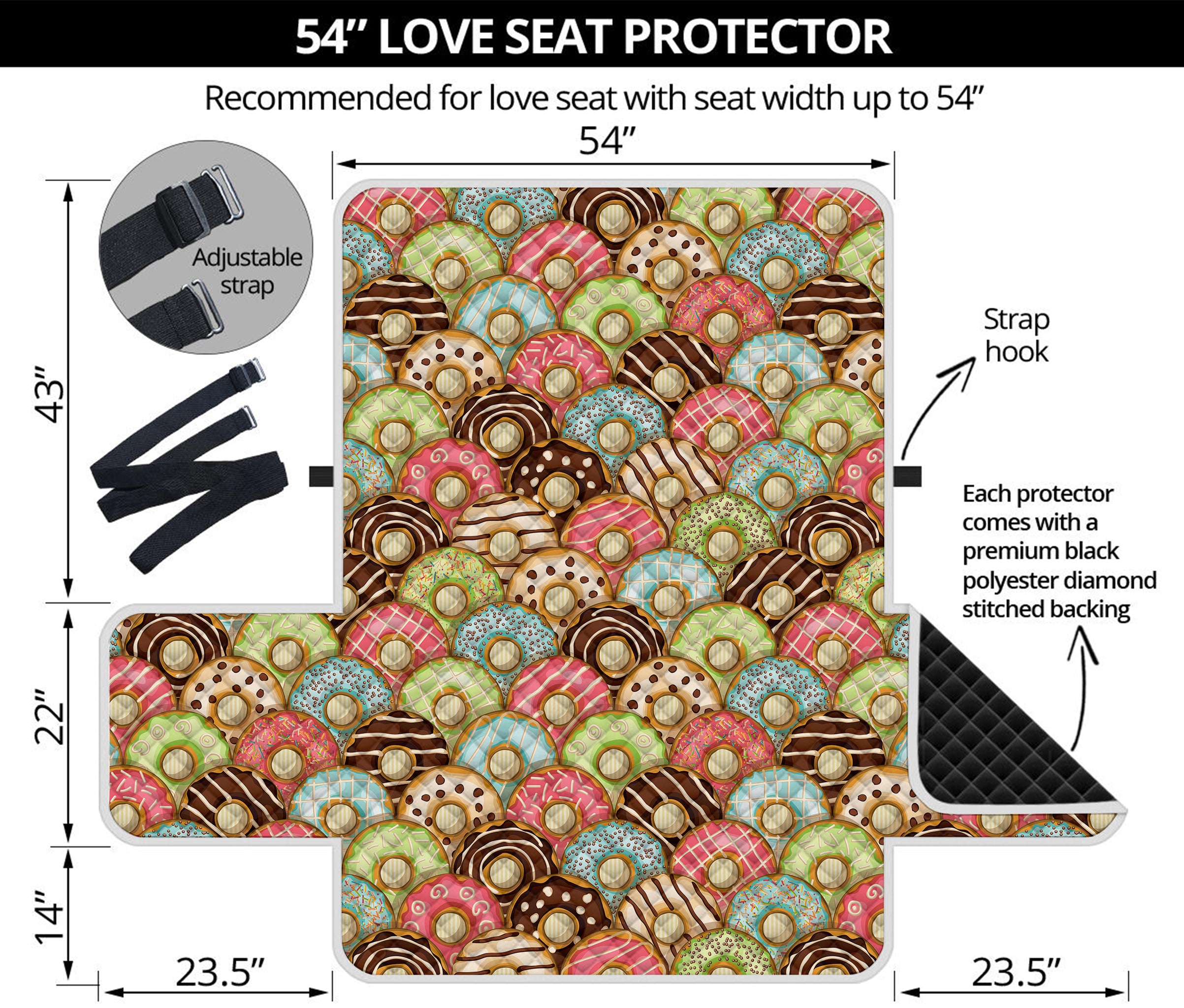 Donuts Pattern Print Loveseat Protector