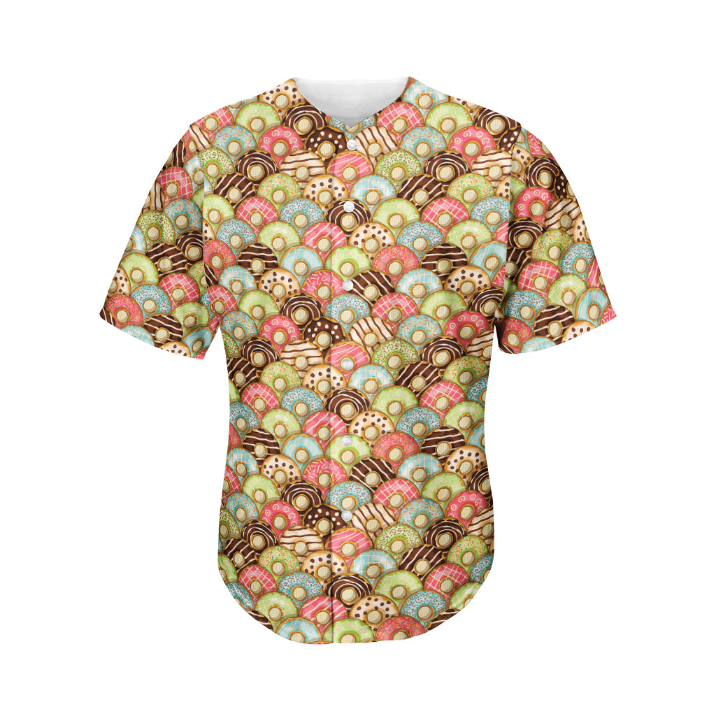 Donuts Pattern Print Men's Baseball Jersey