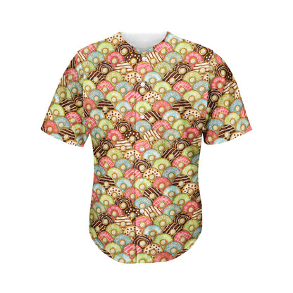 Donuts Pattern Print Men's Baseball Jersey