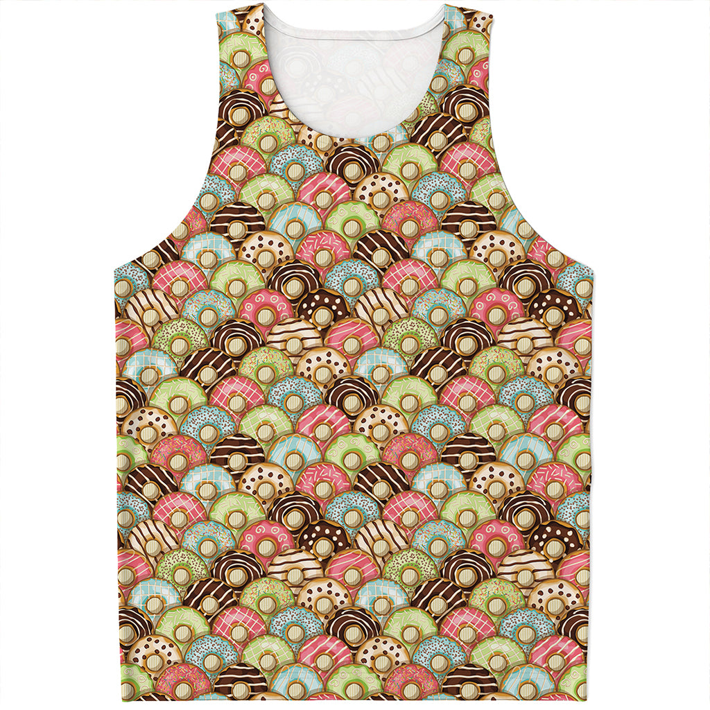 Donuts Pattern Print Men's Tank Top