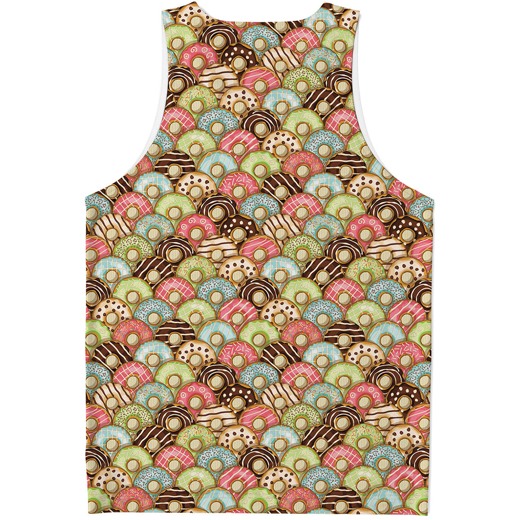 Donuts Pattern Print Men's Tank Top