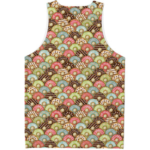 Donuts Pattern Print Men's Tank Top